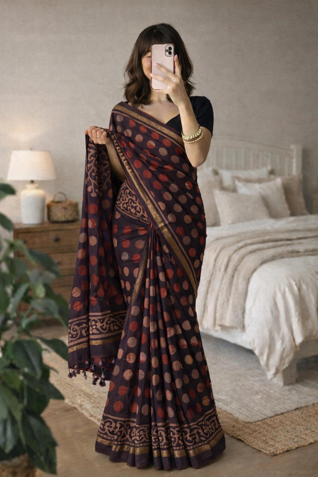 Jaipuri Art Silk Saree with Dabu Katch Print