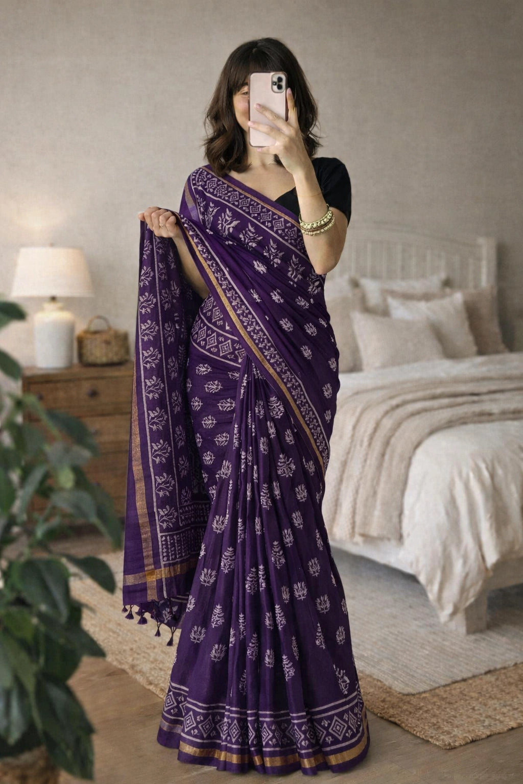 Jaipuri Handloom Art Silk Saree with Print