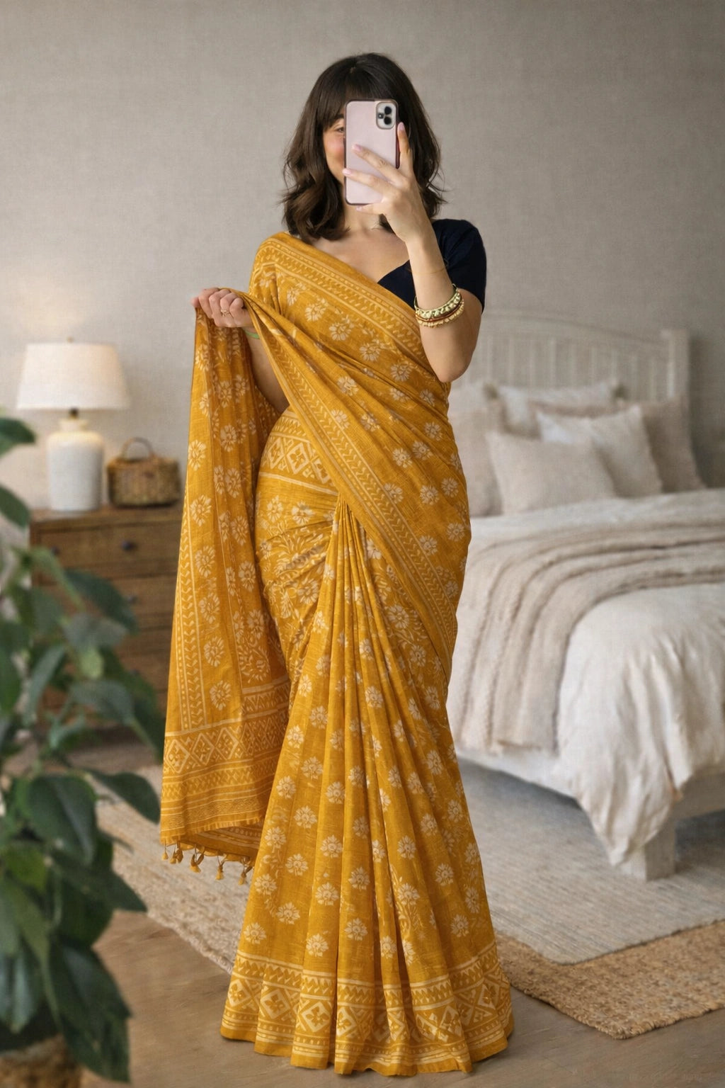 Jaipuri Handloom Art Silk Saree with Print
